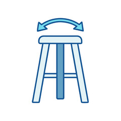 Adjustable height stool with rotating seat icon