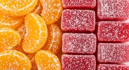 Sweet Fruit Flavored Candies and Orange Slices Dessert