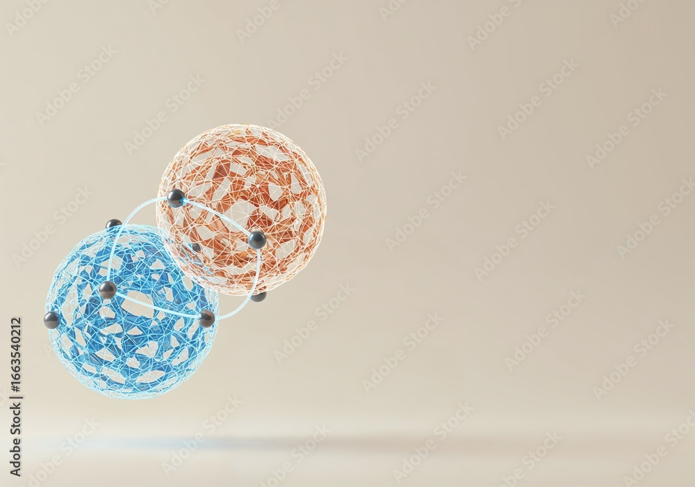 Aufkleber abstract 3d spheres connected with nodes symbolizing ai agent network