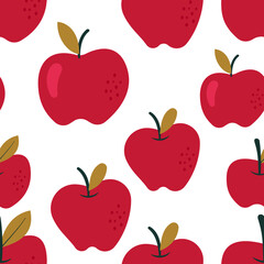 Vivid red apple pattern artwork, a delightful and juicy seamless design, perfect for fruit related backgrounds or food themed decorations.