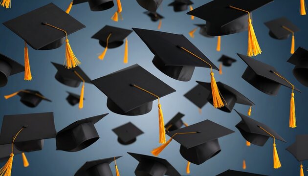 Graduation caps floating in the air (5)