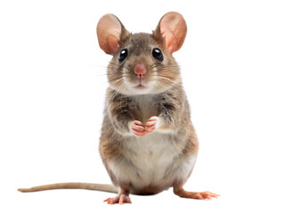 Small Brown Mouse Standing On Hind Legs With Paws Together animal background isolated on a transparent background
