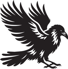 Fototapeta premium Majestic Raven in Flight A Powerful Black and White Illustration
