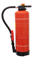 Red fire extinguisher isolated on white background.