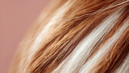 Fototapeta premium Close-up view of reddish-brown and white hair strands