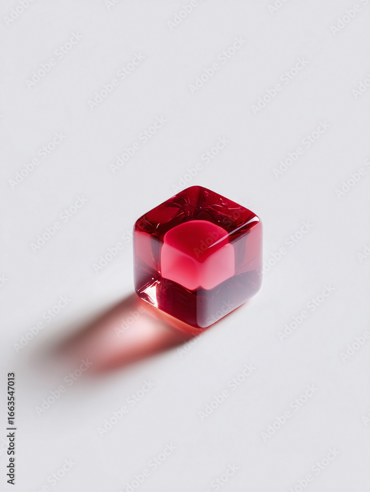 Aufkleber captivating minimal studio shot of a glossy red cube, encapsulating a smaller cube within. conceptua