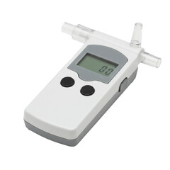 Alcohol breathalyzer device with digital display and mouthpieces  PNG