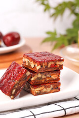 Fresh Xinjiang Date Nut Pastry Bars Traditional Chinese Sweet Snacks Delicious Layered Sandwich Pie Dessert