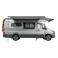 Customized van with retractable side awning for shade [Transparent Background PNG]