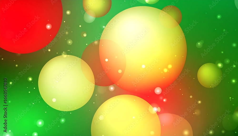 Poster vibrant abstract background featuring layered circles in warm and cool tones, with a soft glow and s