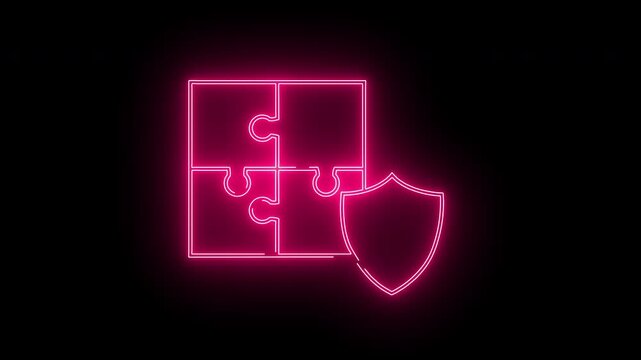 shield icon and puzzle icon with neon effect