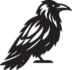Silhouette of a Raven A striking minimalist design representing wisdom and mystery, perfect for decor or design