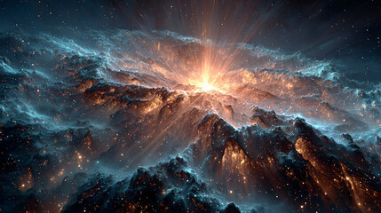 Fototapeta premium EPS 10. Explosion in space. An expanding galaxy. Vector illustration