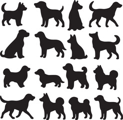 Dog   set vector silhouttee on white background

