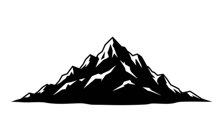 Bold monochrome mountain landscape silhouette with sharp peaks