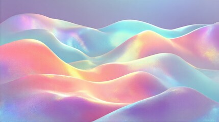 Obraz premium Abstract, wavy, iridescent landscape in pastel hues