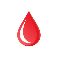 Obraz premium Stylized Illustration of a Red Blood Drop with a White Highlight on White Background