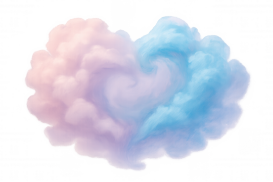 Cotton candy floss with heart shape swirling on transparent background, ideal for sweet and romantic projects