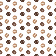 Seamless pattern of coffee beans in two shades, perfect for backgrounds, textiles, or digital designs. Adds a warm, natural touch.