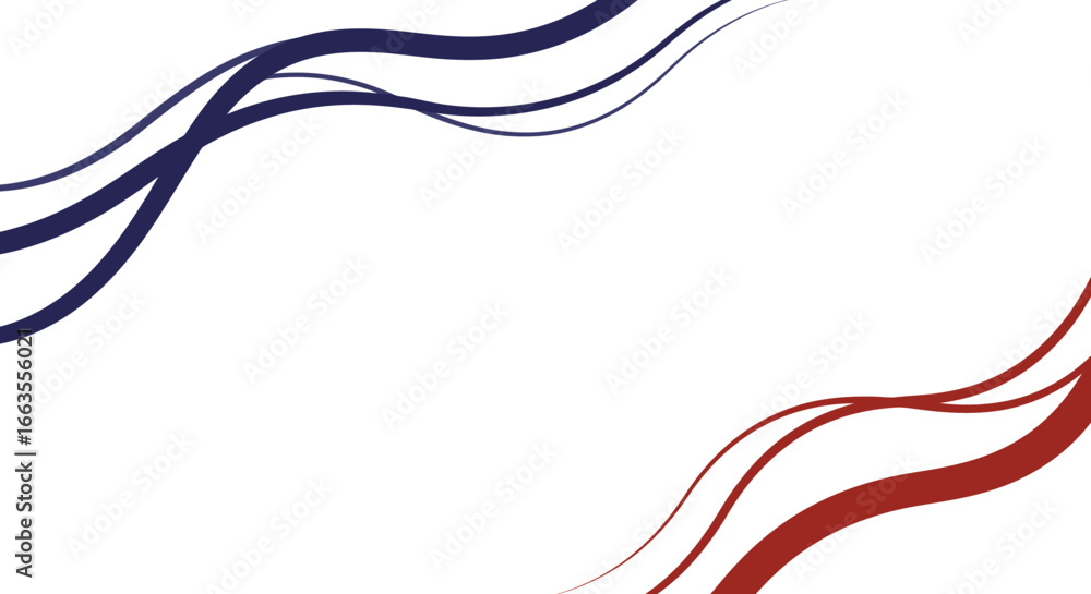 Poster abstract wavy lines frame in red and blue featuring flowing dynamic design