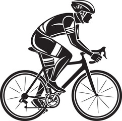 Obraz premium Silhouette of a cyclist in a racing posture on a bicycle, a symbol of sport and competition