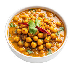  Chana Masala in a bowl, spicy chickpeas curry, isolated [Transparent Background PNG].