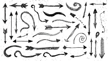 Hand-drawn arrow collection, various styles and shapes