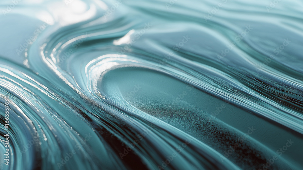 Poster smooth aquamarine water creates gentle flowing waves with ethereal translucent surface patterns.
