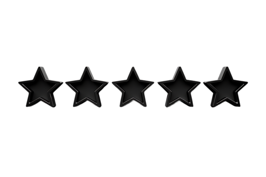 Five star rating icon animation on transparent background.