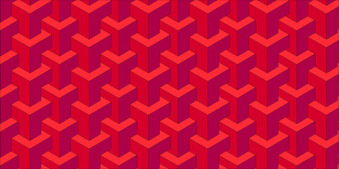 Isometric Red Geometric Pattern Abstract Background for Modern Design Projects