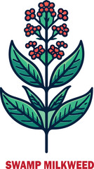 Swamp milkweed logo icon vector white background .