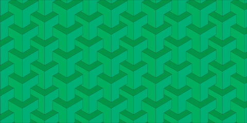 Repeating Three Dimensional Green Geometric Shapes T Pattern Background Image