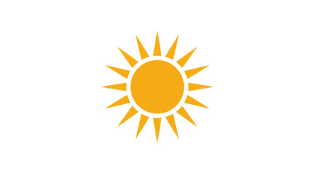 Fototapeta premium Bright sun icon with radiating rays on clean white background
