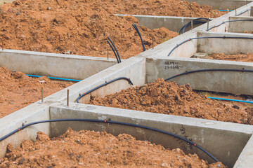 Footing foundation construction site, Shallow Foundation ground floor concrete beams structure