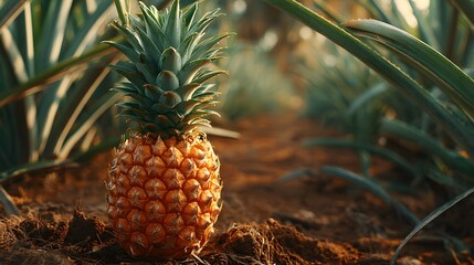 Exotic pineapple in the field capturing the essence of tropical agriculture