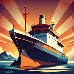 ship silhouette vector new style modern and realis