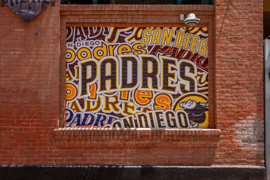 San Diego, California - August 9, 2025: Exterior facade of the Padres Team Store at Petco Park, home of the San Diego Padres.