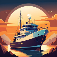 ship silhouette vector new style modern and realis