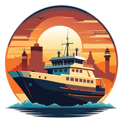 ship silhouette vector new style modern and realis