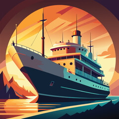 ship silhouette vector new style modern and realis