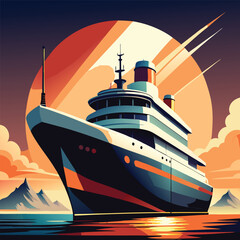 ship silhouette vector new style modern and realis