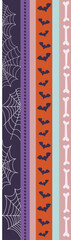 Striped Halloween Border with Spiderwebs, Bats and Bones for Wrapping Paper and Party Decoration
