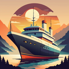 ship silhouette vector new style modern and realis