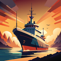 ship silhouette vector new style modern and realis