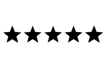 Five star rating icon animation on transparent background.