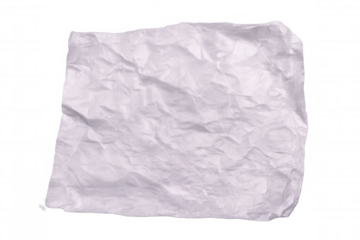 Crumpled white paper lying on transparent surface, offering textured backdrop for graphic design and creative mockup implementations