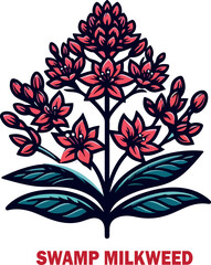 Swamp milkweed logo icon vector white background .