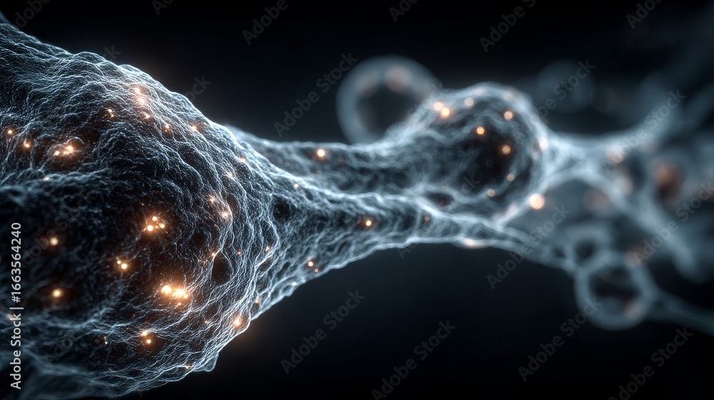 Poster cyber big data flow particles bokeh. digital neural network. concept of ai artificial intelligence t