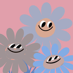 Naklejka premium pink flower on blue background