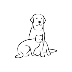 Harmonious Companions A Serene Depiction of Friendship Between a Dog and a Cat